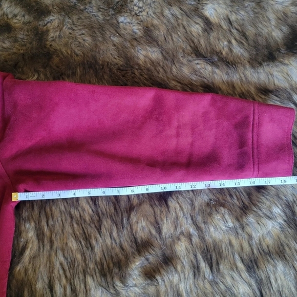 Women's J. Jill Sherpa Lined Faux Suede Jacket Red Size Small - Picture 13 of 13